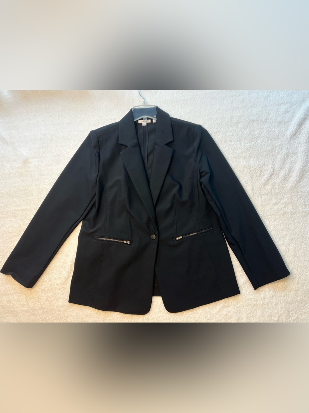 Chico's Black Single-Button Blazer with Zipper Pockets
